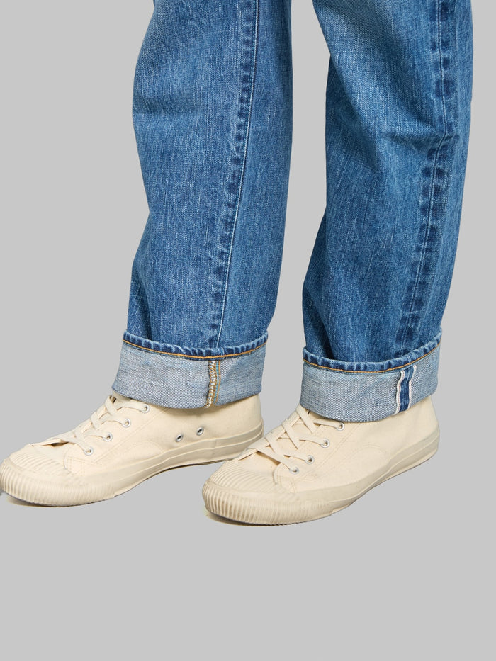 Japan Blue J401-MID 14.8oz US Cotton Stonewashed Circle Classic Straight Jeans Middle Indigo - Redcast Heritage Co.