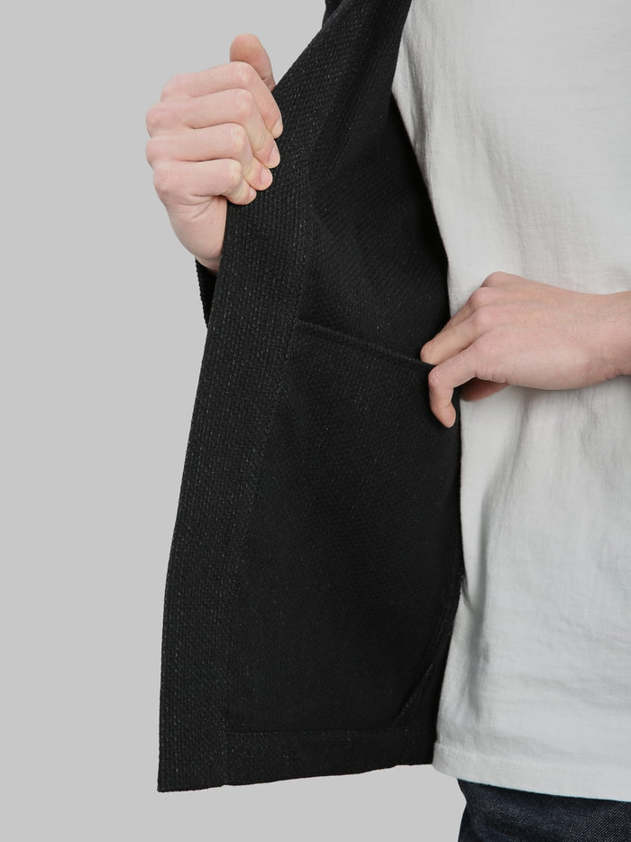 Japan Blue Sashiko Haori Black inner pocket