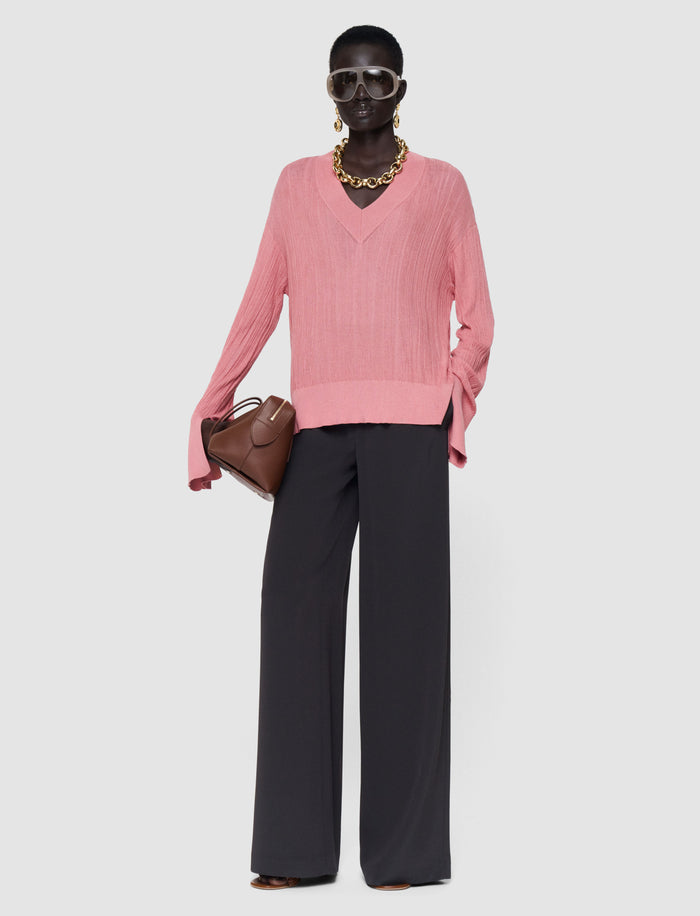 Pink Jardin Silk Cotton Rib Jumper - Joseph