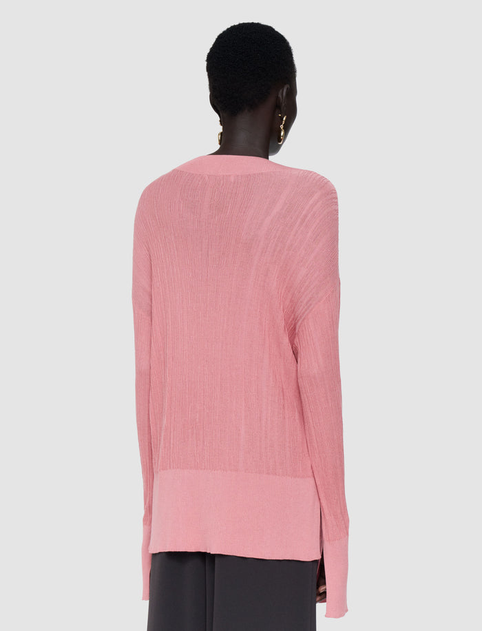 Pink Jardin Silk Cotton Rib Jumper - Joseph