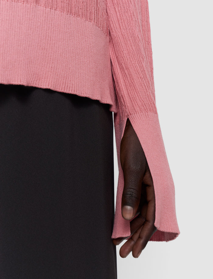 Pink Jardin Silk Cotton Rib Jumper - Joseph