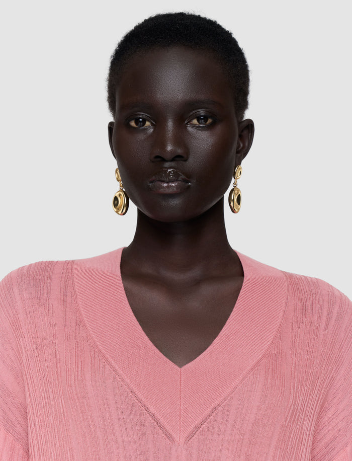 Pink Jardin Silk Cotton Rib Jumper - Joseph