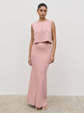 Candy Is 5'6" & Wears Size UK S|Jasmin Knit Maxi Skirt - Pink