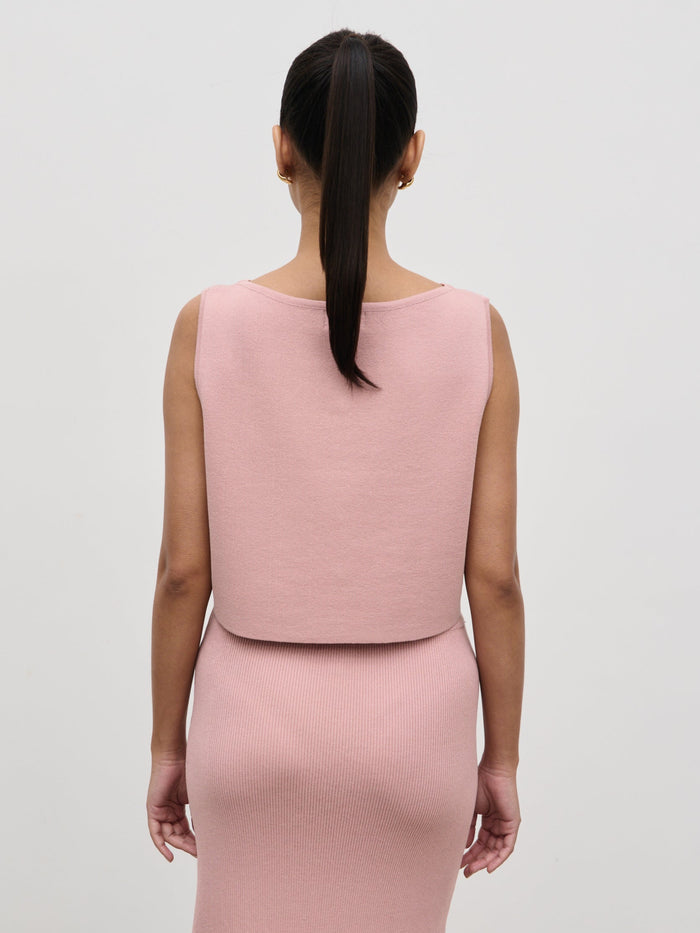 Candy Is 5'6" & Wears Size UK S|Jasmin Knit Waistcoat - Pink