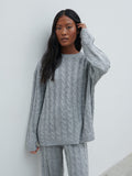Jayde Cable Knit Jumper - Grey Marl