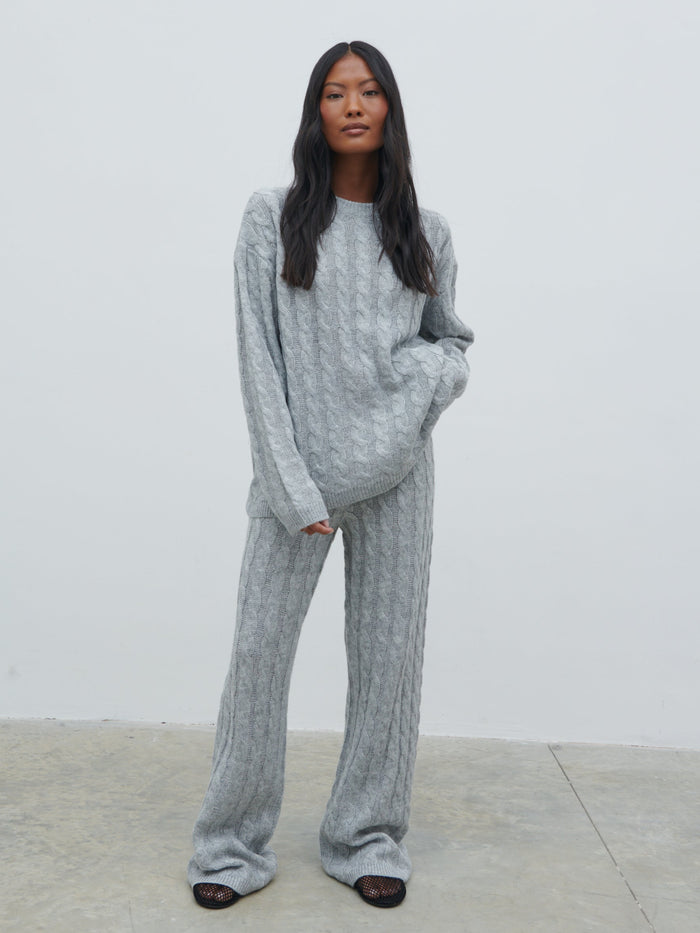 Jayde Cable Knit Jumper - Grey Marl