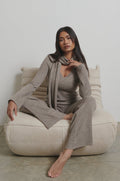 Candy Is 5'6" & Wears Size UK S|Jessie Ribbed Knit Trousers - Grey Marl