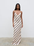 Sachi Is 5’7” & Wears Size UK 8|Jodina Maxi Dress - Asymmetric Stripe