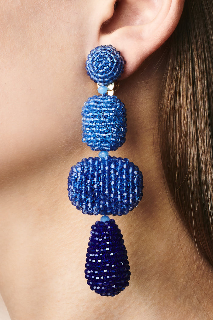 JOSEPHINE BLUE OMBRE GLASS BEADED DROP EARRINGS