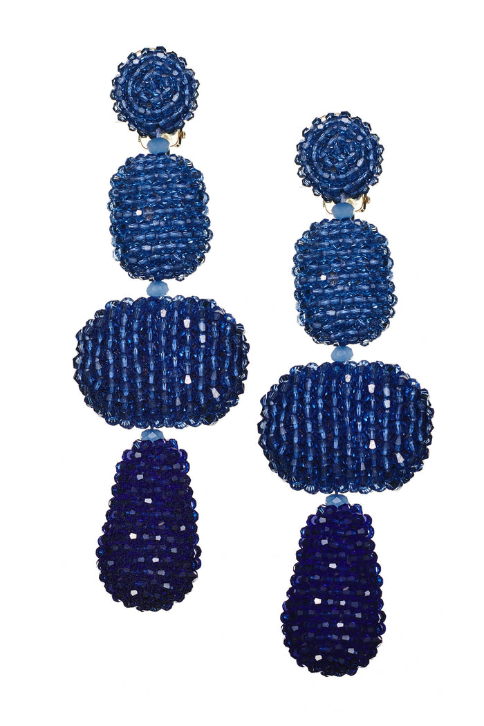 JOSEPHINE BLUE OMBRE GLASS BEADED DROP EARRINGS