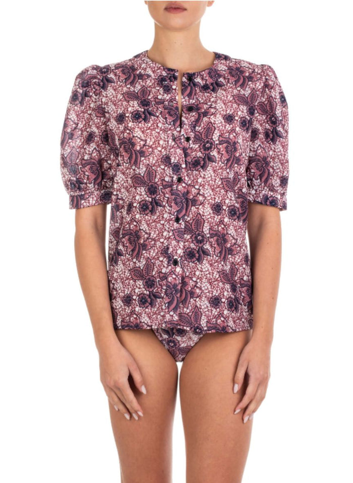 Blouses Emmanuela Swimwear Joy Puff Top Pink Floral Apoella
