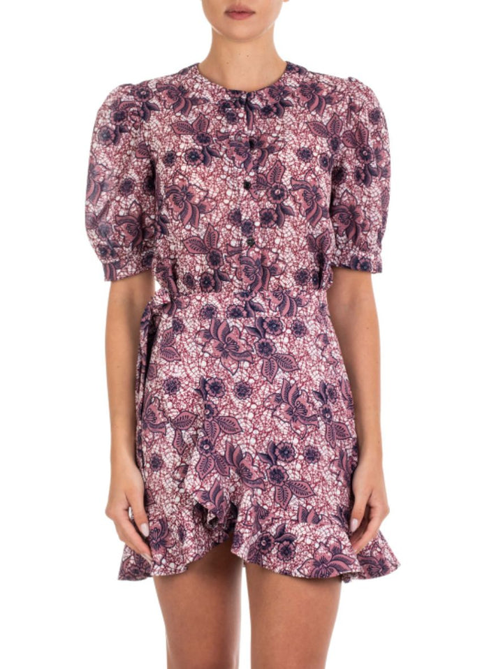 Blouses Emmanuela Swimwear Joy Puff Top Pink Floral Apoella