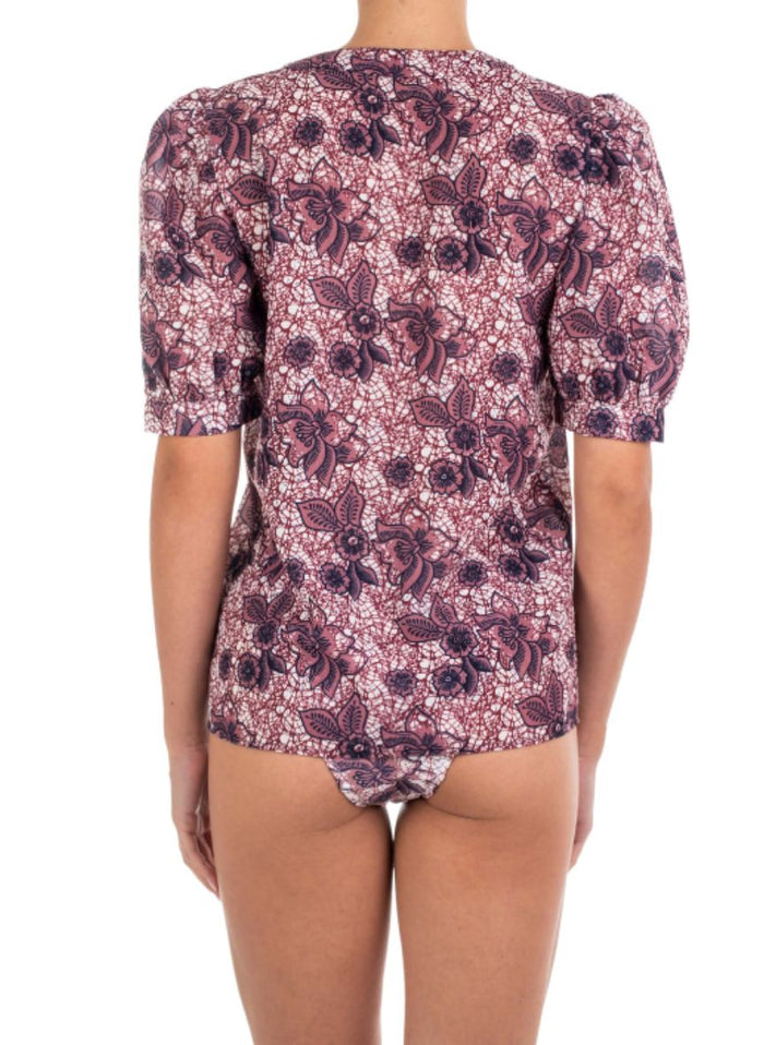 Blouses Emmanuela Swimwear Joy Puff Top Pink Floral Apoella