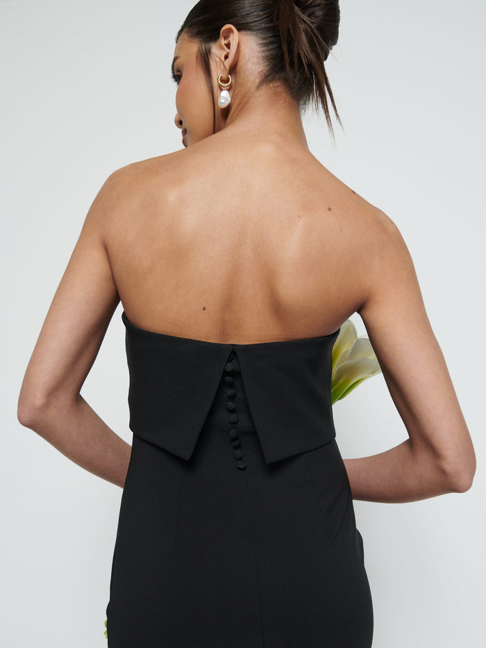 Marina Is 5'7.5" & Wears Size UK 8|Julia Crepe Maxi Bridesmaid Dress - Black