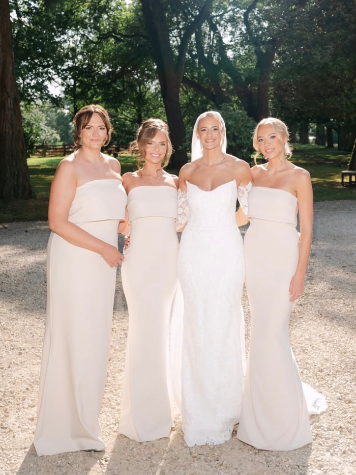 Marina Is 5'7.5" & Wears Size UK 8|Julia Crepe Maxi Bridesmaid Dress - Blush