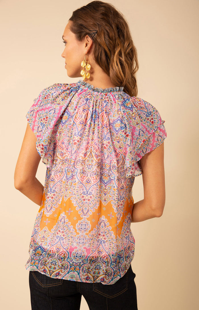 Julianna Chiffon Top, color_orange