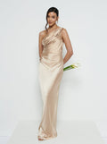 Marina Is 5'7.5" & Wears Size UK 8|Juliet Ruched Maxi Bridesmaid Dress - Matte Bronze