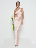 Marina Is 5'7.5" & Wears Size UK 8|Juliet Ruched Maxi Bridesmaid Dress - Matte True Blush