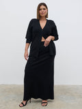 Rafaela Is 5'9" & Wears Size UK XL|Justine Rib Knit Maxi Skirt Curve - Black
