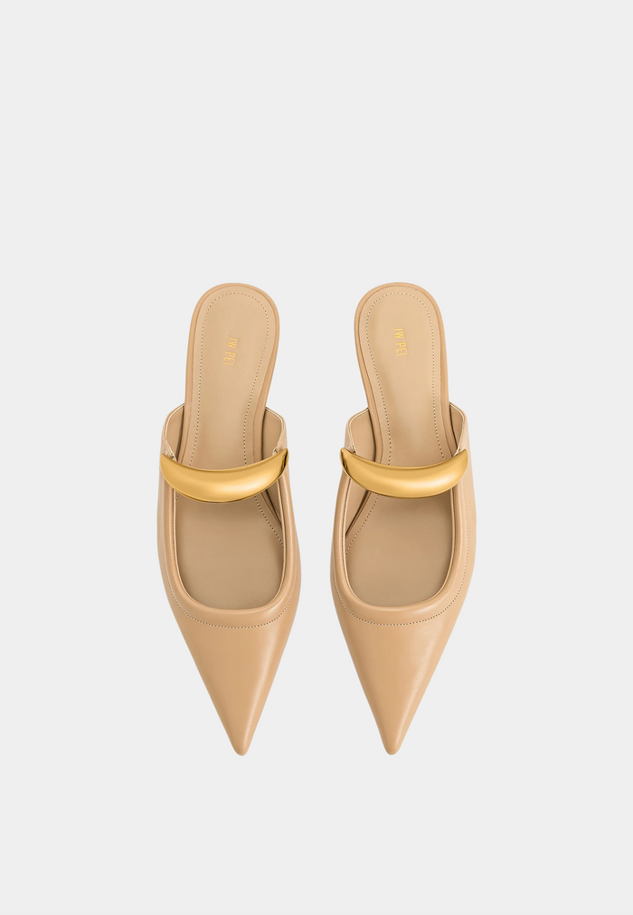 JW Pei Helena Pierced Mules Khaki