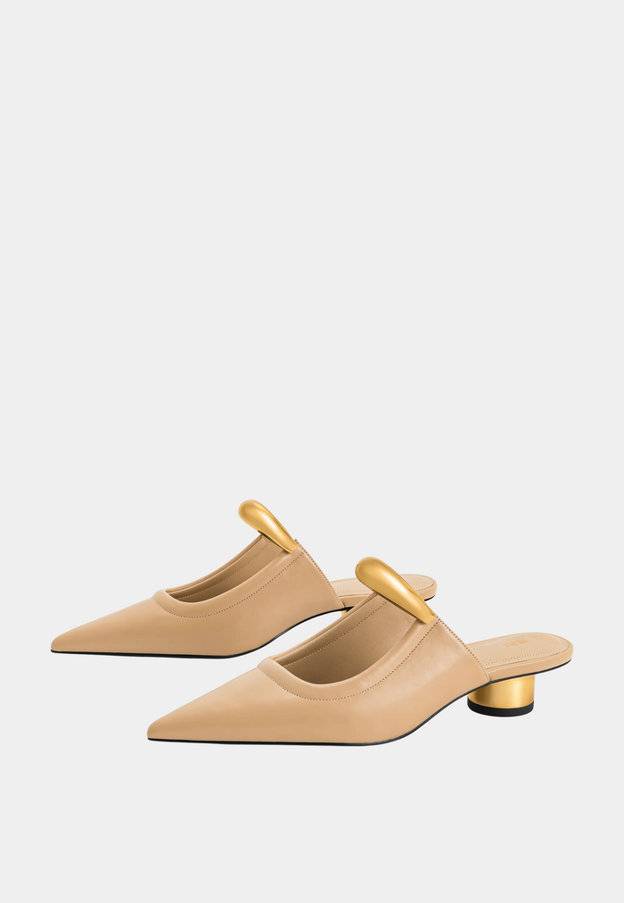 JW Pei Helena Pierced Mules Khaki