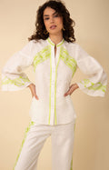 Kaia Embroidered Linen Top, color_chartreuse