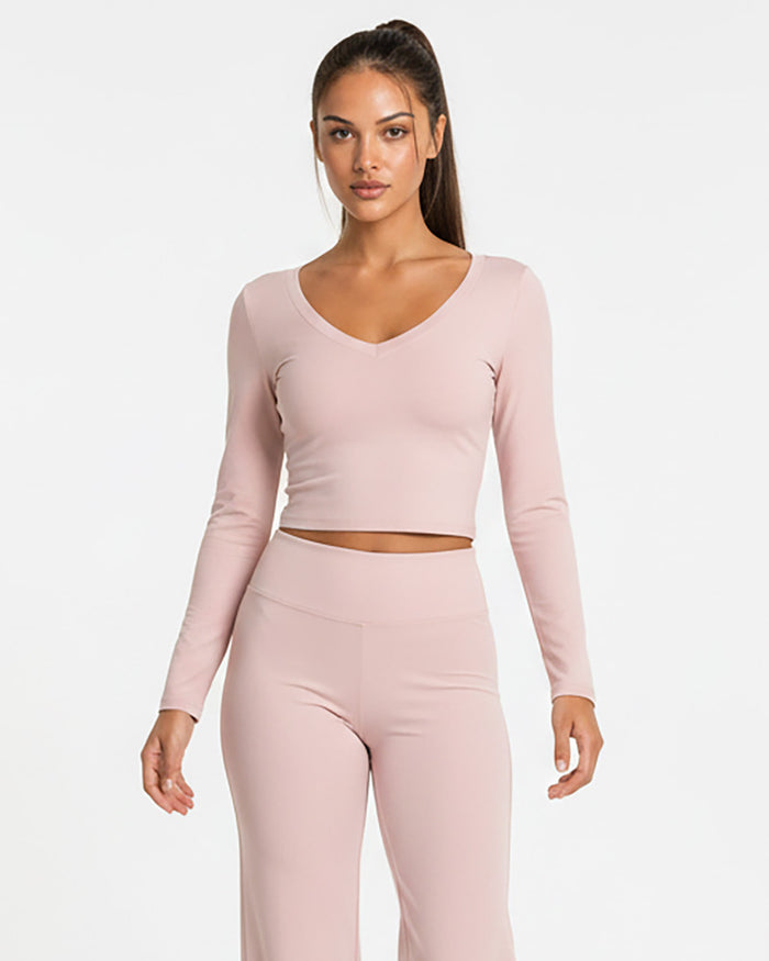 Kairos Flow V-Neck Long-Sleeve Crop Top