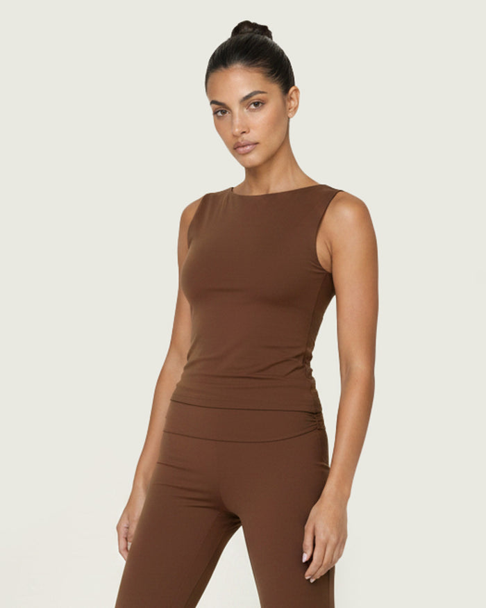 Kairos Sway Boat-Neck Backless Top