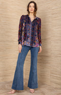 Kaiya Burnout Top, color-Navy