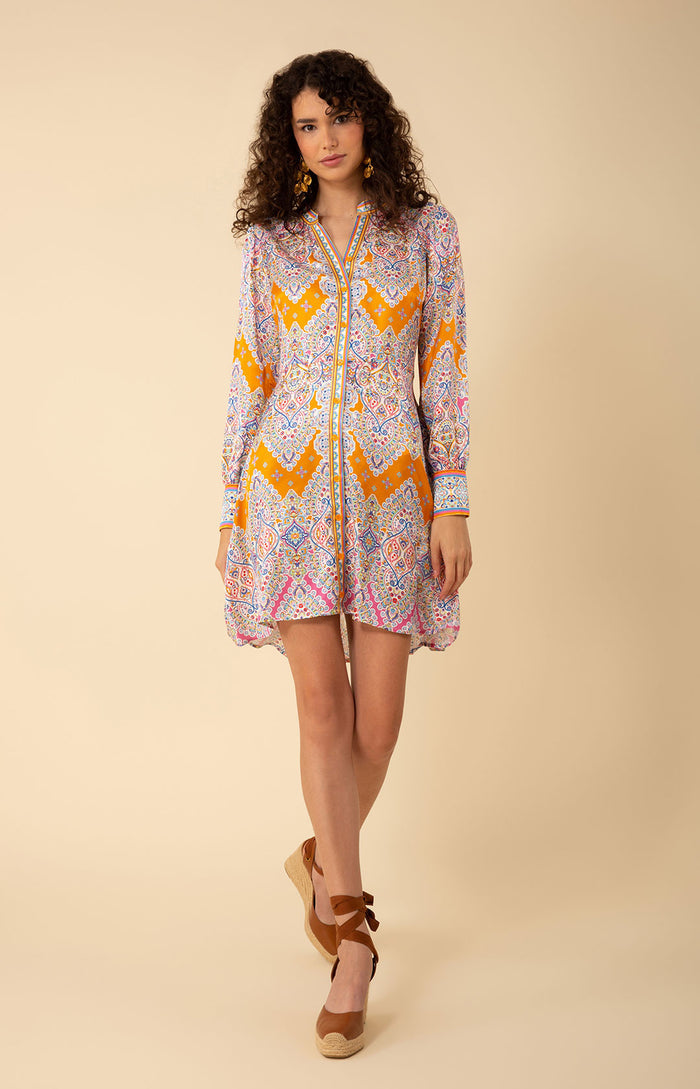 Kamila Charmeuse Shirtdress, color_orange