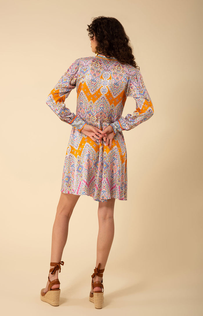 Kamila Charmeuse Shirtdress, color_orange