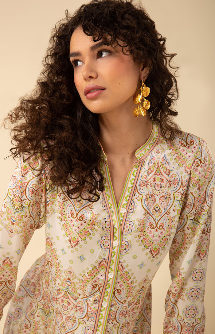 Kamila Charmeuse Shirtdress, color_ivory