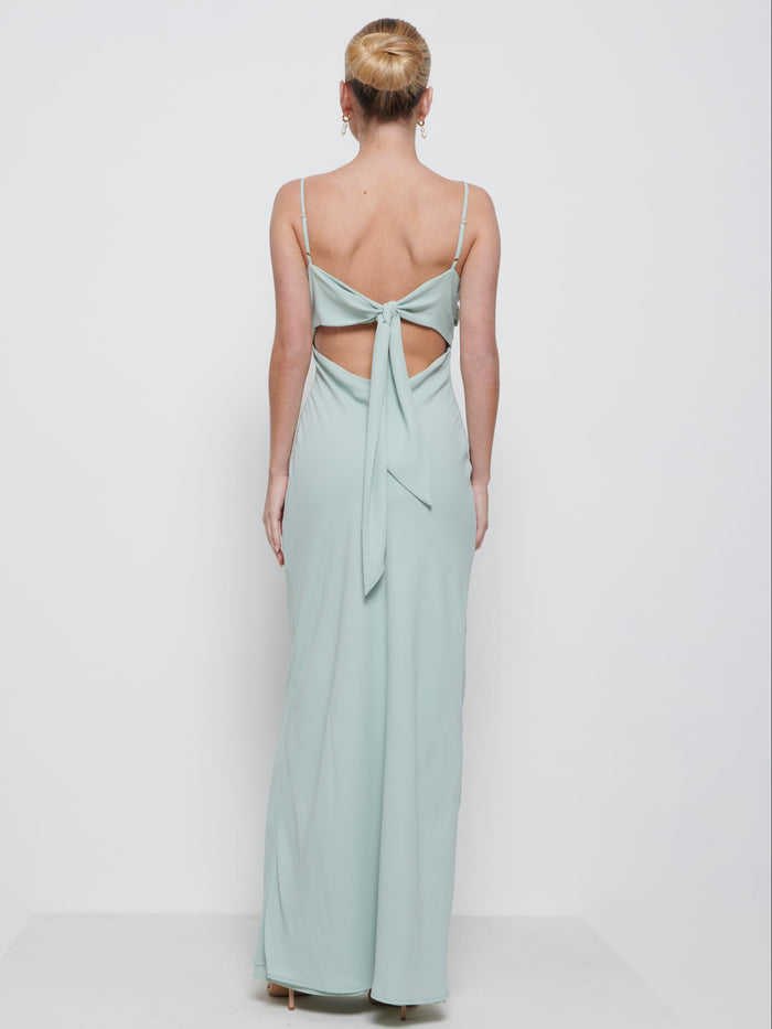 Taylor Is 5'9" & Wears Size UK 8|Kehlani Twist Cami Bridesmaid Dress - Sage
