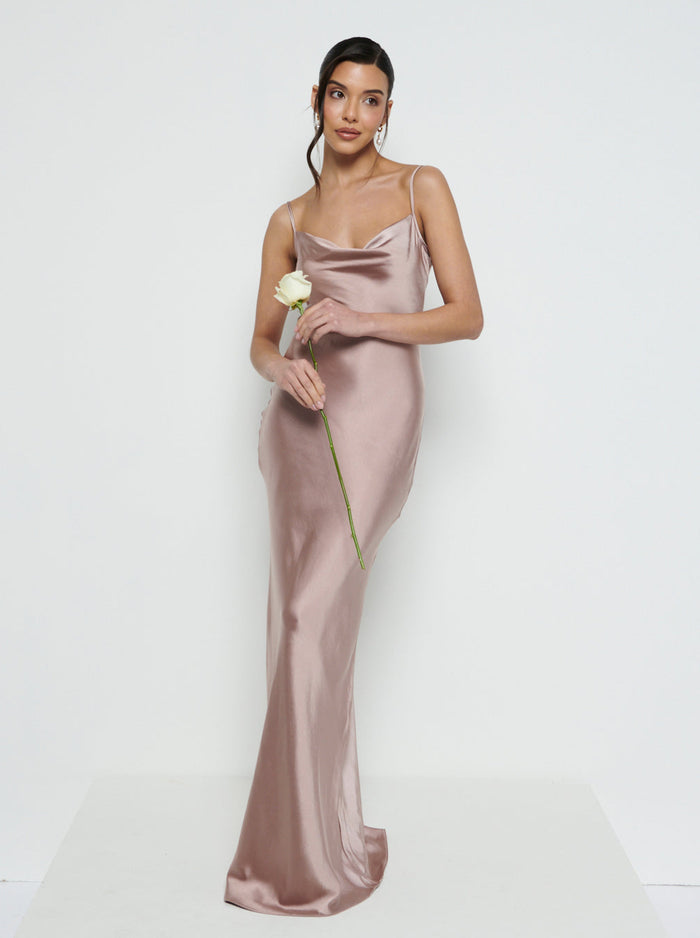Marina Is 5'7.5" & Wears Size UK 8|Keisha Maxi Bridesmaid Dress - Amethyst