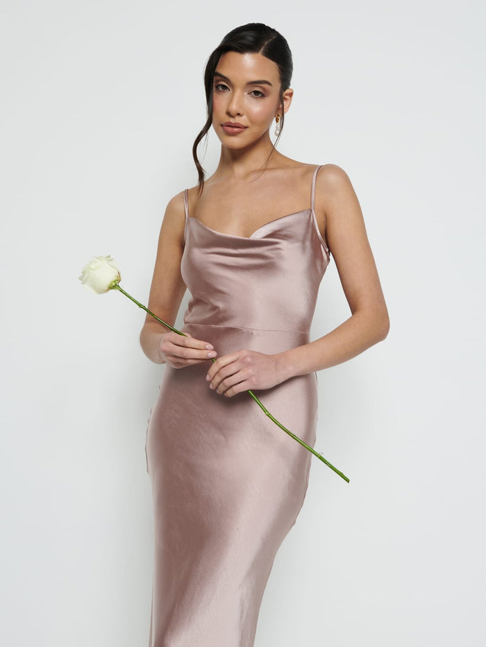 Marina Is 5'7.5" & Wears Size UK 8|Keisha Maxi Bridesmaid Dress - Amethyst