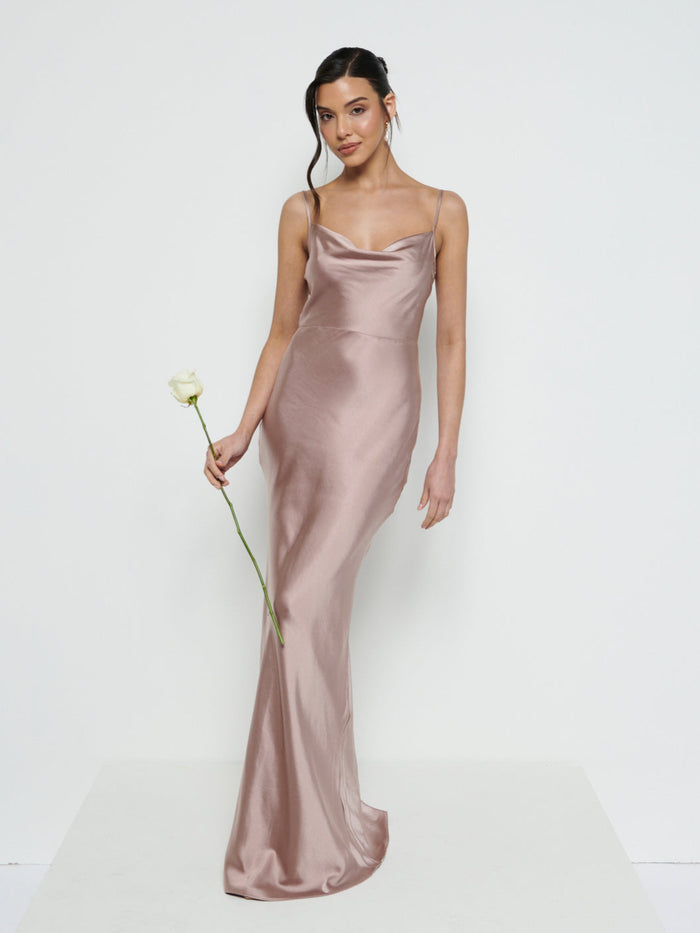 Marina Is 5'7.5" & Wears Size UK 8|Keisha Maxi Bridesmaid Dress - Amethyst