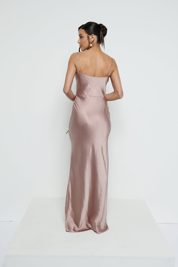 Marina Is 5'7.5" & Wears Size UK 8|Keisha Maxi Bridesmaid Dress - Amethyst