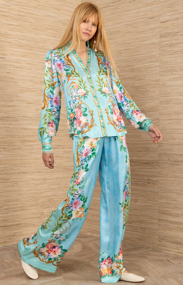 Khalani Charmeuse Top, color-Blue