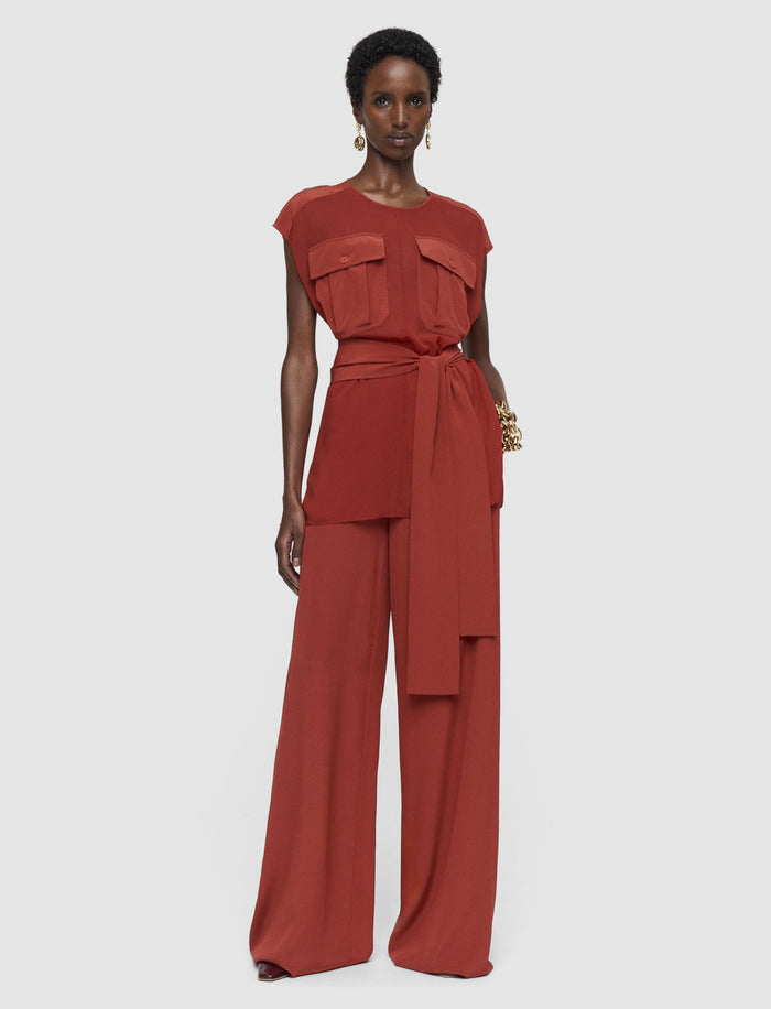 Red Kniza Crepe de Soie Silk Blouse - Joseph