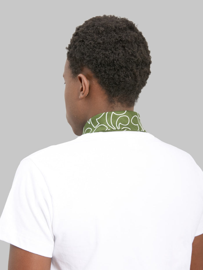 Kobashi Studio Japanese Chrysanthemum Bandana in Olive Green “Miru-iro”