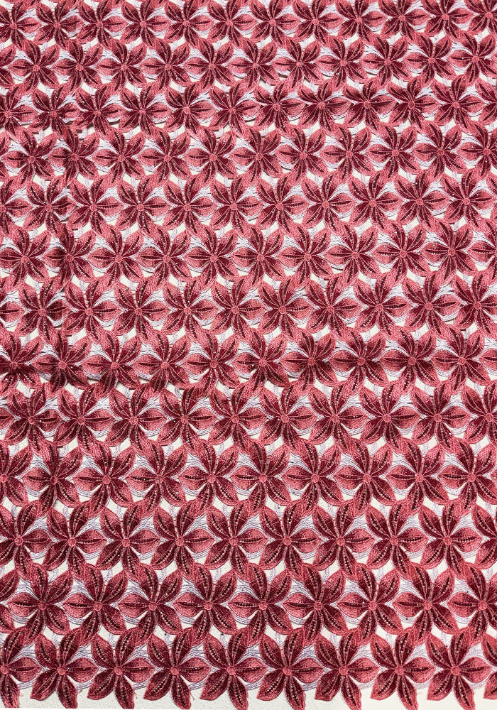 Lace Fabric | Guipure Lace | Corded Lace - Burgundy