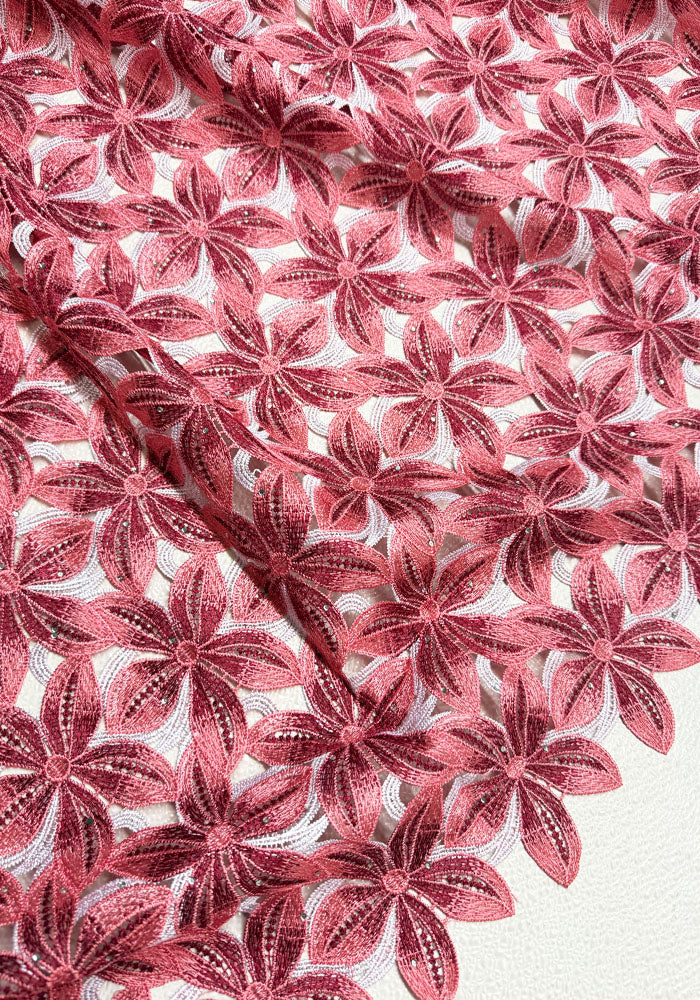 Lace Fabric | Guipure Lace | Corded Lace - Burgundy