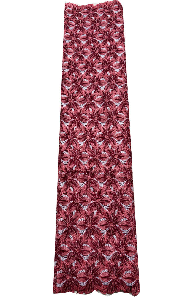 Lace Fabric | Guipure Lace | Corded Lace - Burgundy