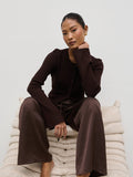 Elle Is 5'3" & Wears Size UK XS|Lacey Button Down Top - Brown