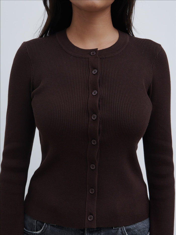 Candy Is 5'6" & Wears Size UK S|Lacey Button Down Top - Brown