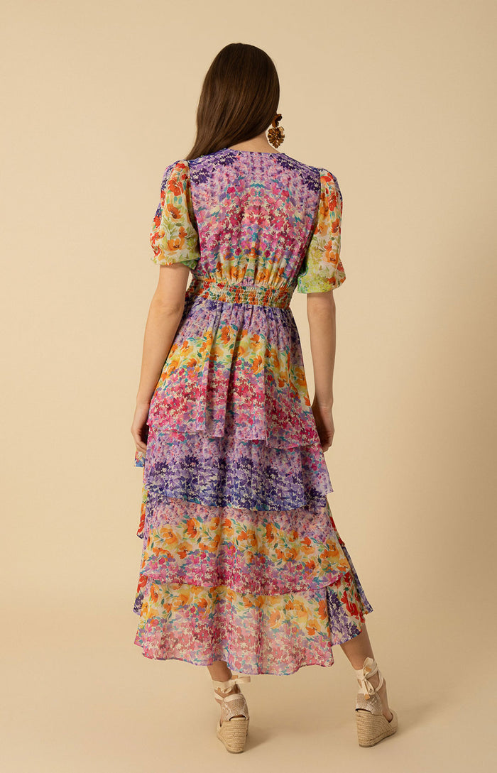 Lainey Tiered Chiffon Dress, color_blue