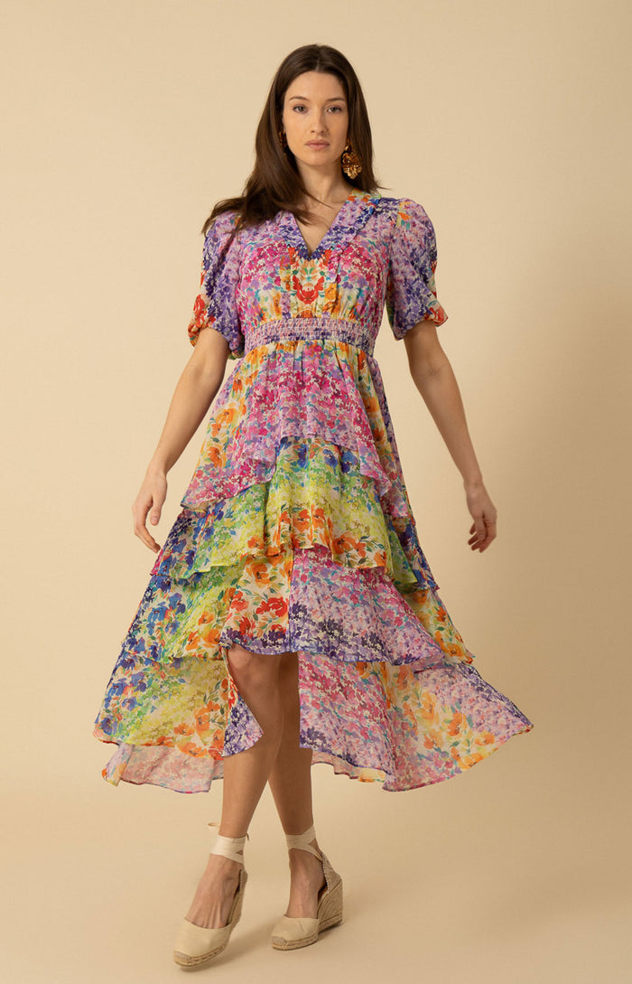 Lainey Tiered Chiffon Dress, color_blue