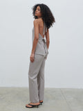 Graziela Is 5'9.5" & Wears Size UK 8|Laria Tailored Backless Top - Stone