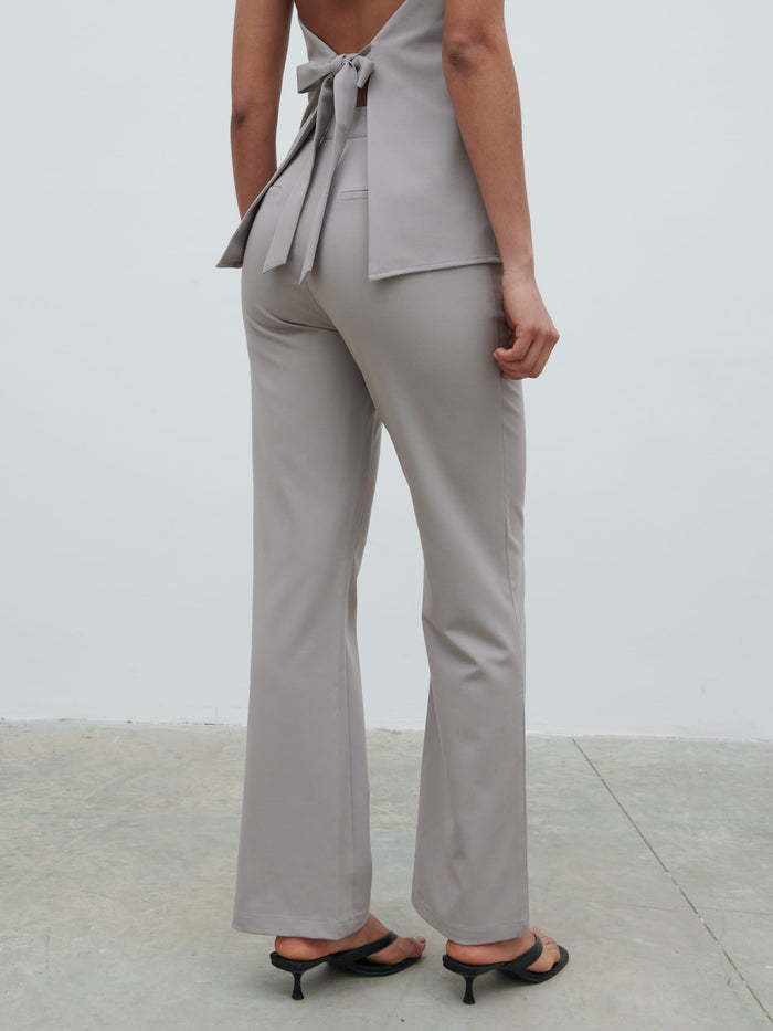 Graziela Is 5'9.5" & Wears Size UK 8|Laria Tailored Slim Leg Trousers - Stone