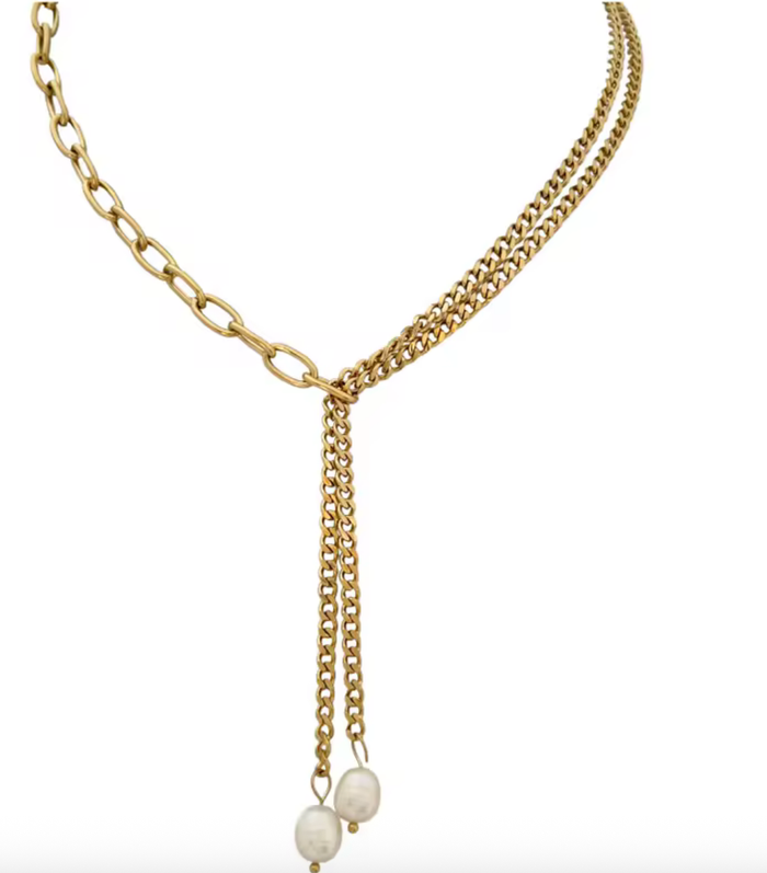 Lariat & Pearl Necklace